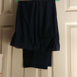 Haggar Men's Navy Expandable Waistband Flat-Front Pant